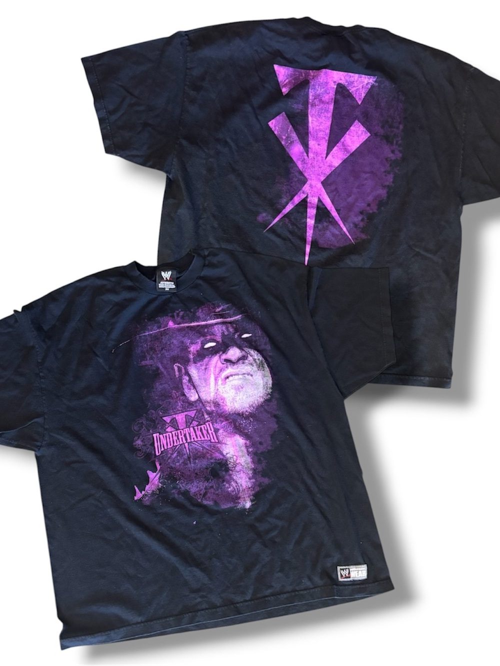 WWE Black T-Shirt with Purple Undertaker Portrait and Back Logo